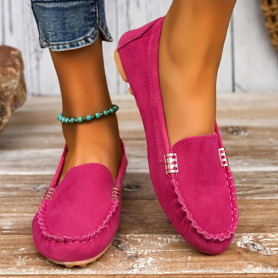 Mocasines sin cordones de piel sintética cómodos para mujer