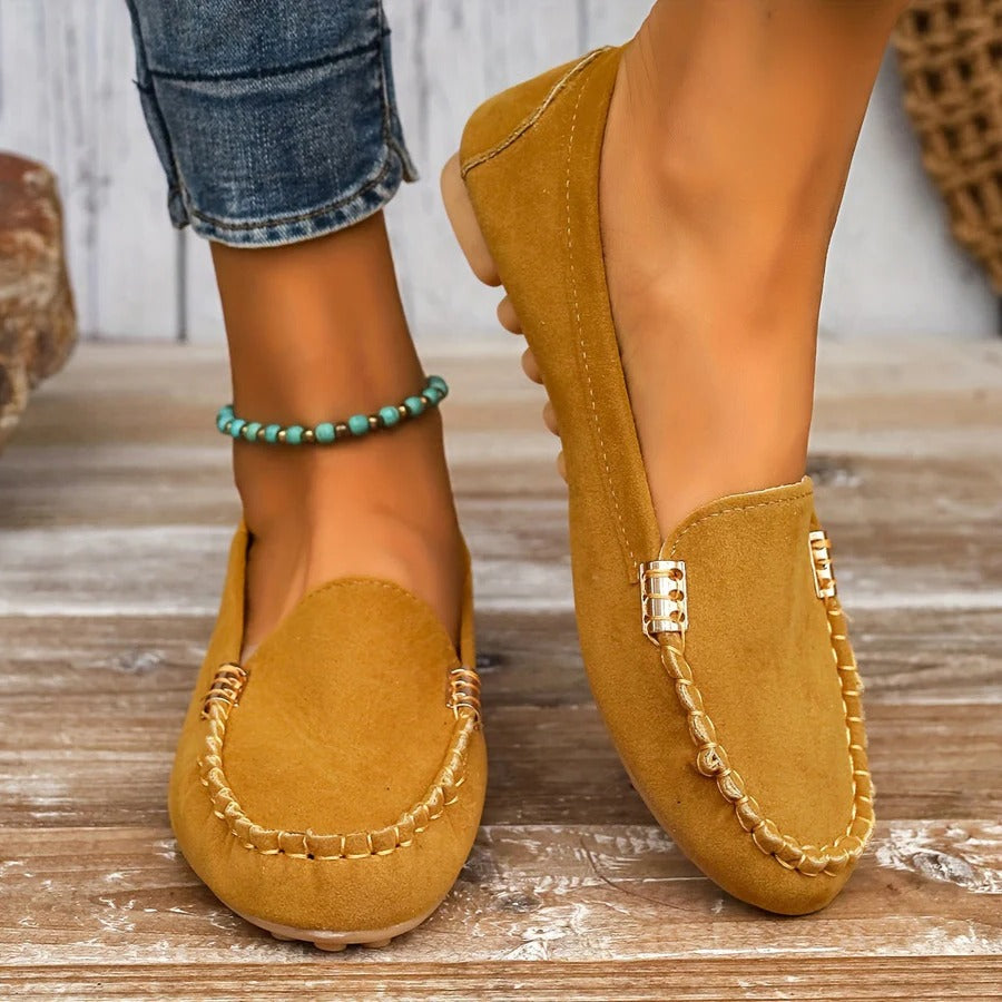 Mocasines sin cordones de piel sintética cómodos para mujer