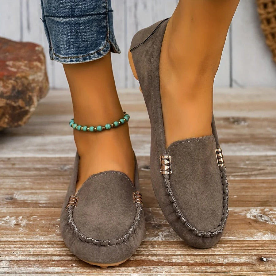 Mocasines sin cordones de piel sintética cómodos para mujer