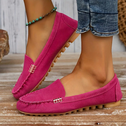 Mocasines sin cordones de piel sintética cómodos para mujer