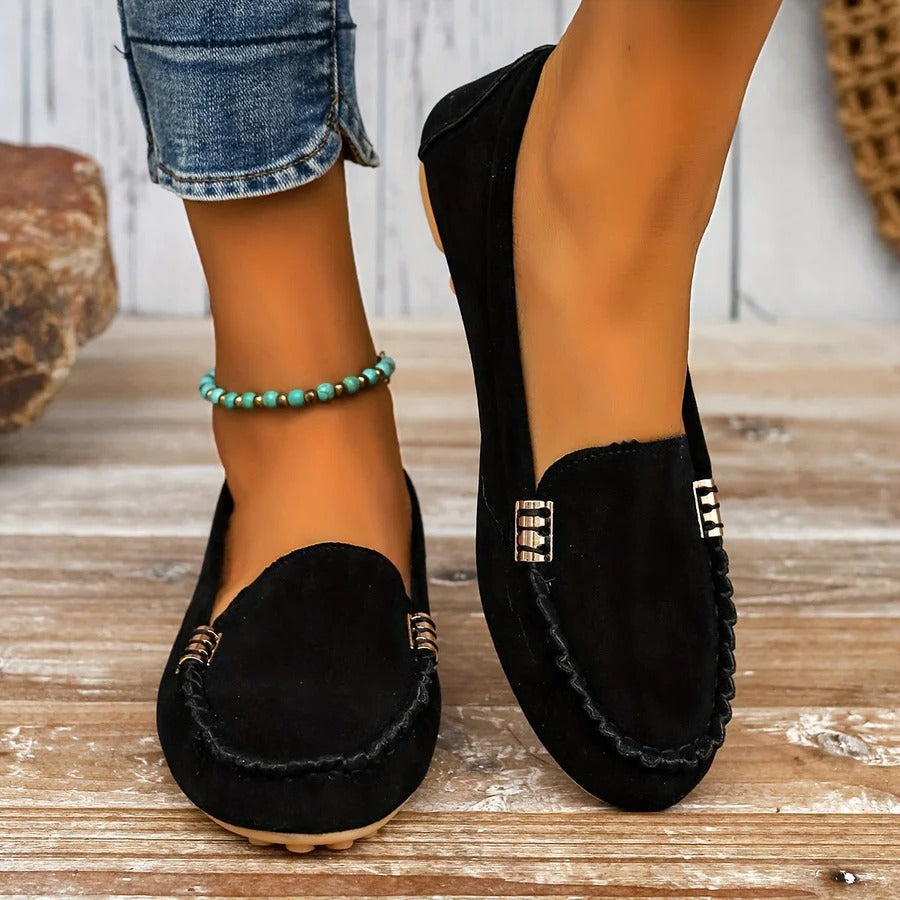 Mocasines sin cordones de piel sintética cómodos para mujer