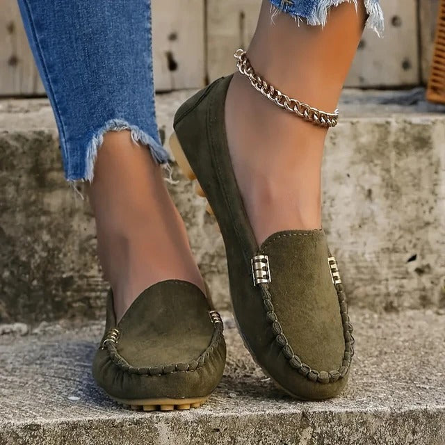 Mocasines sin cordones de piel sintética cómodos para mujer