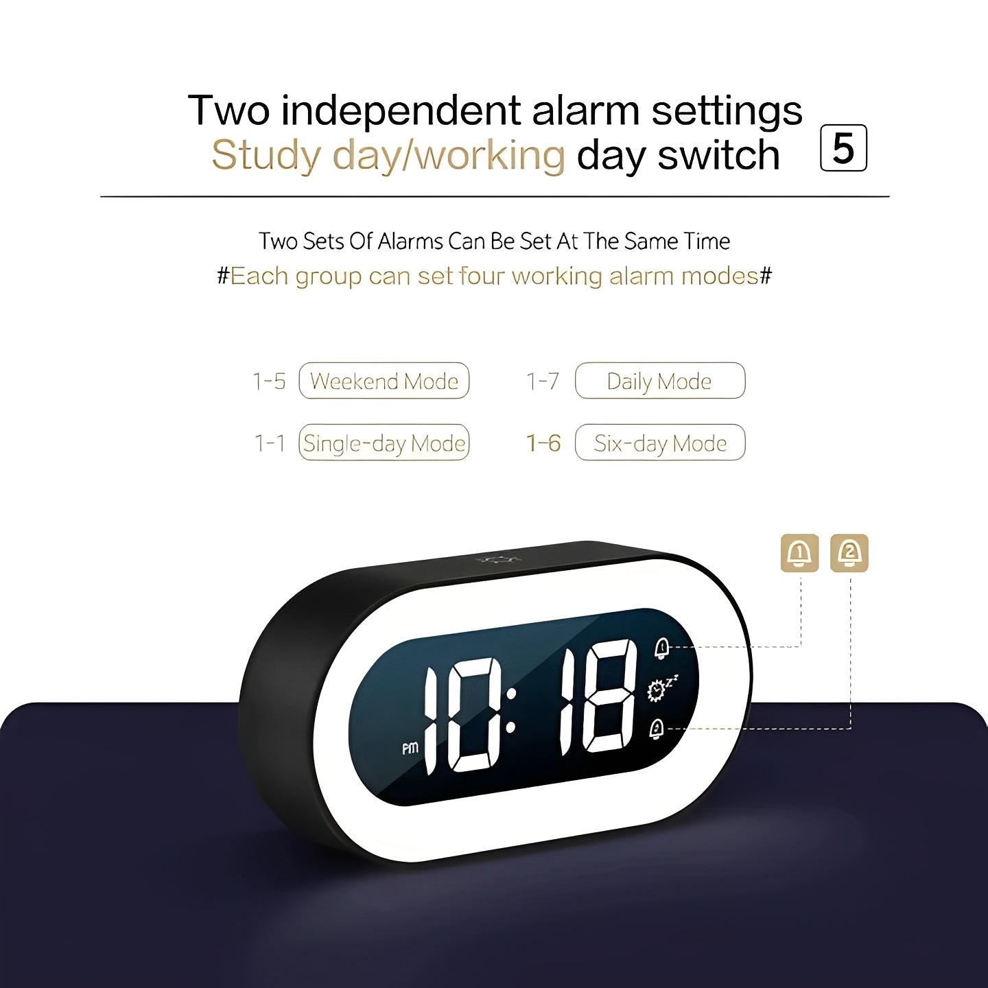 Despertador de luz con brillo ajustable y cargador USB