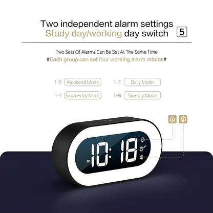 Despertador de luz con brillo ajustable y cargador USB