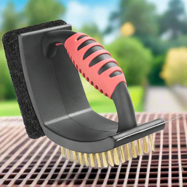 Stainless Steel Grill Cleaning Brush with Scraper - Ortekor