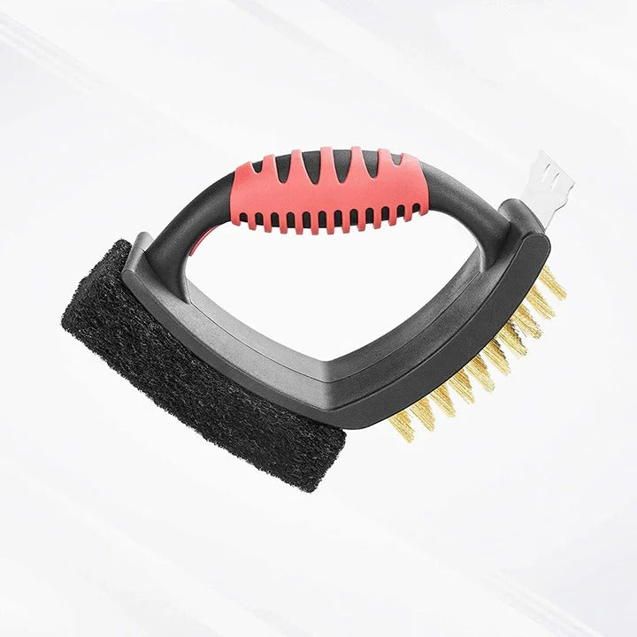 Cepillo para limpiar parrillas de acero inoxidable con raspador