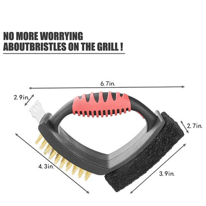 Cepillo para limpiar parrillas de acero inoxidable con raspador