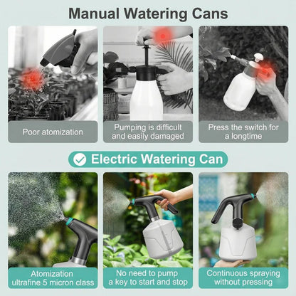 Pulverizador eléctrico para plantas | Pulverizador de niebla recargable con boquilla ajustable | Tanque de 68 onzas para el cuidado de plantas sin esfuerzo