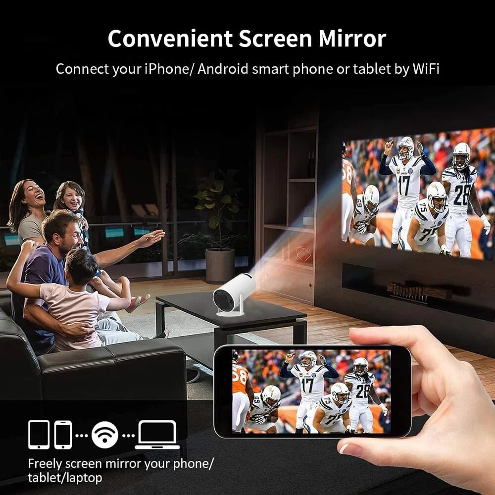 Mini proyector compacto 4K para cine en casa con pantalla grande