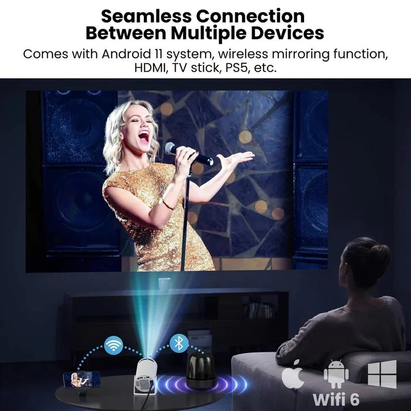 Mini proyector compacto 4K para cine en casa con pantalla grande