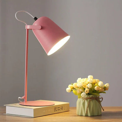 Rustic Metal Bucket Table Lamp with Pastel Shade - Ortekor