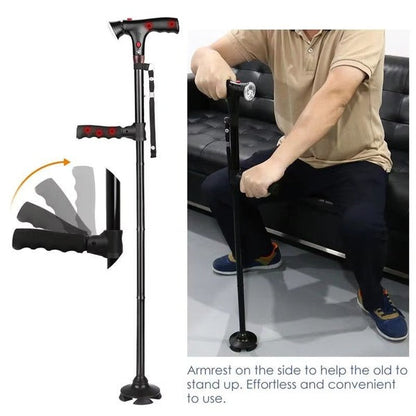 Bastón Plegable Portátil con Luz LED y Alarma