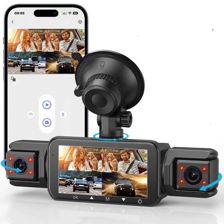 HD Dual Camera Car Dash Cam with Night Vision Wi-Fi - Ortekor