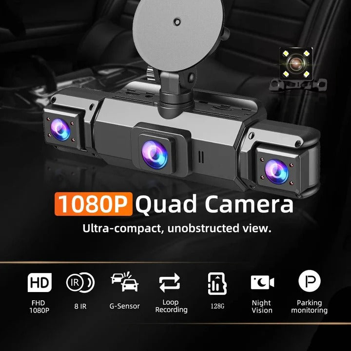Cámara para salpicadero de coche HD con doble cámara, visión nocturna y Wi-Fi