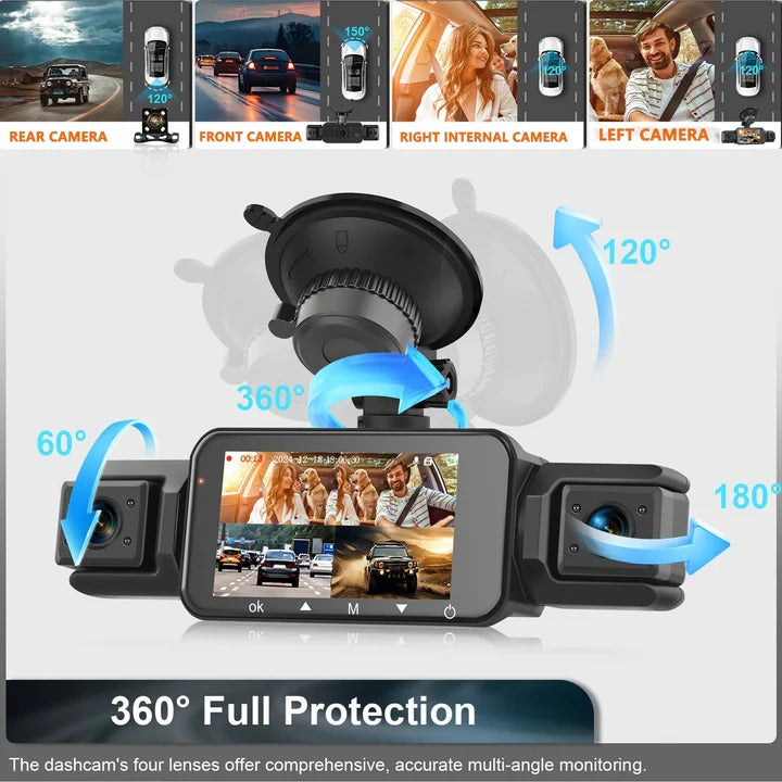 Cámara para salpicadero de coche HD con doble cámara, visión nocturna y Wi-Fi