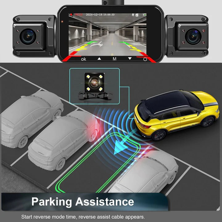 Cámara para salpicadero de coche HD con doble cámara, visión nocturna y Wi-Fi