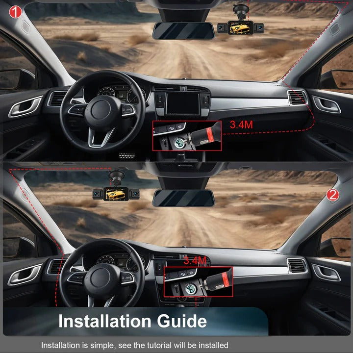 Cámara para salpicadero de coche HD con doble cámara, visión nocturna y Wi-Fi