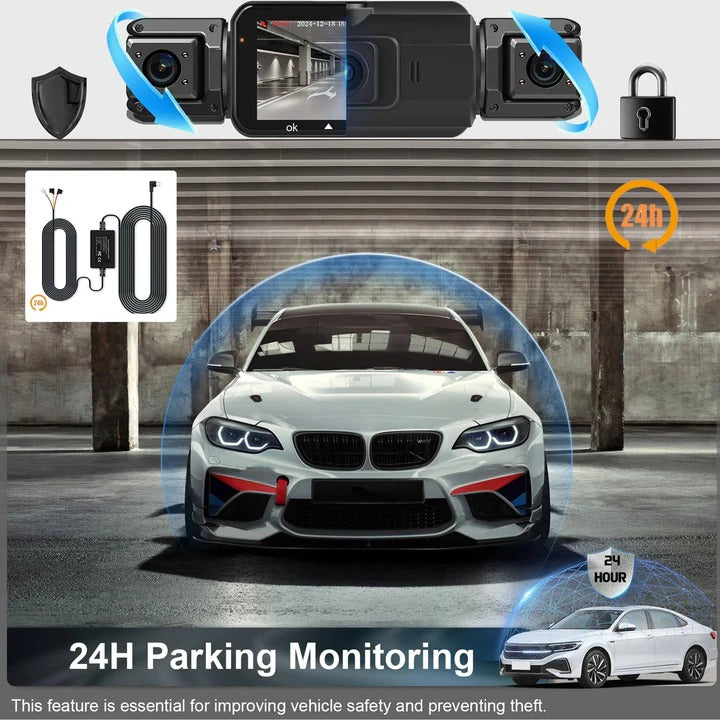 Cámara para salpicadero de coche HD con doble cámara, visión nocturna y Wi-Fi