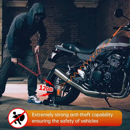 Bloqueo antirrobo para freno de motocicleta con sistema de alarma