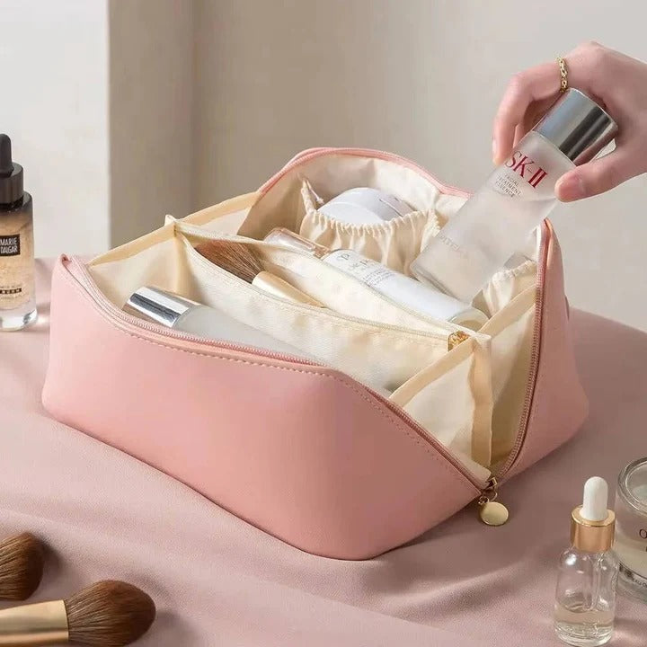 Bolsa de almacenamiento de cosméticos grande con muchos bolsillos