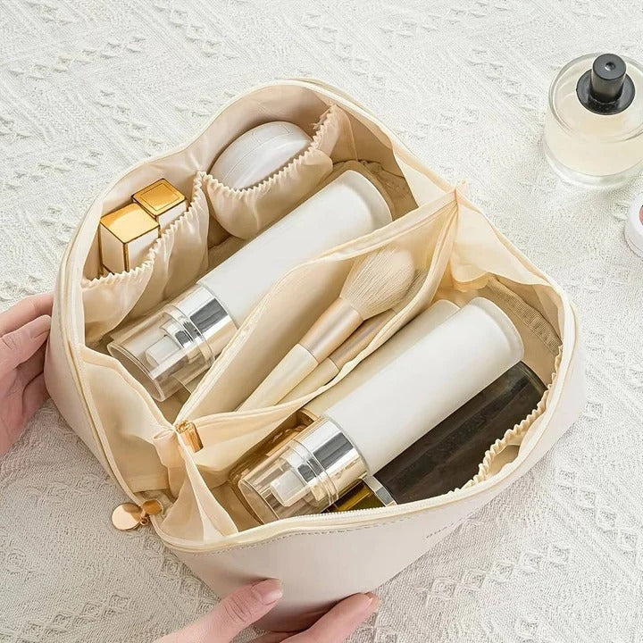 Bolsa de almacenamiento de cosméticos grande con muchos bolsillos