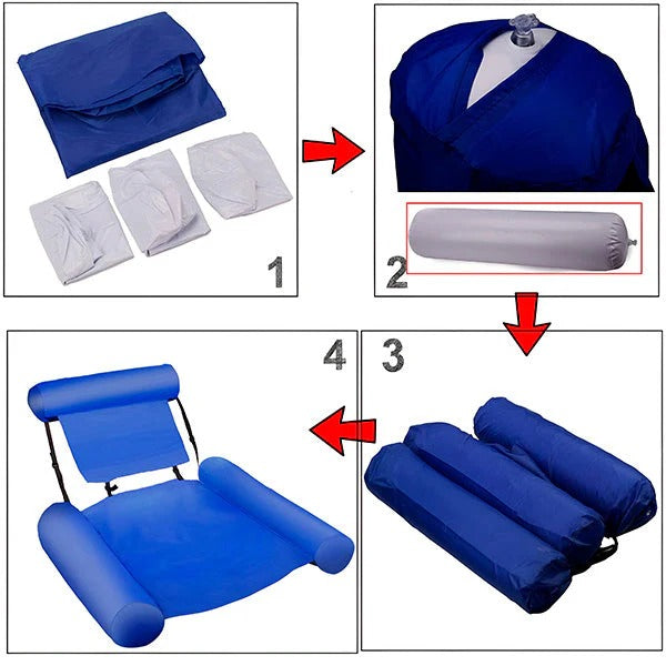 Flotador cómodo para piscina con respaldo y portavasos