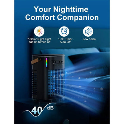 Enfriador de aire personal | Diseño compacto con depósito de agua de 1,2 L y control remoto | Ideal para la comodidad en el trabajo y al dormir