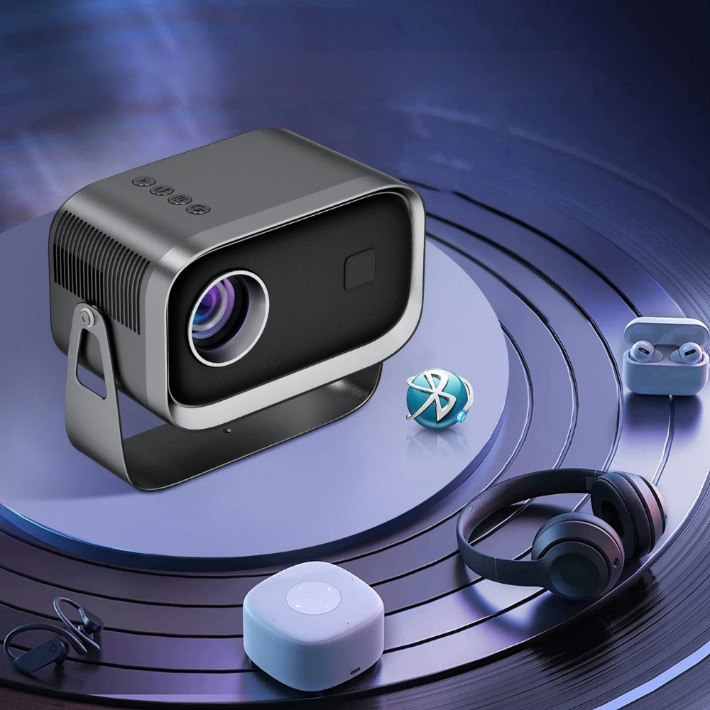 Miniproyector de entretenimiento en casa | Transmisión 4K, Bluetooth y WiFi | Diseño portátil para películas y videojuegos