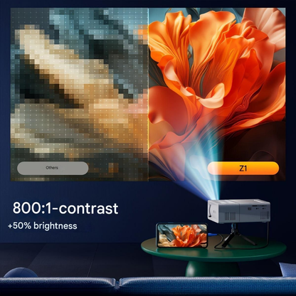 Miniproyector definitivo | Proyector LED de 3000 lúmenes para películas y videojuegos | Diseño compacto para entretenimiento donde quieras