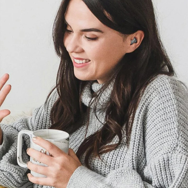 Auriculares Bluetooth compactos con micrófono y estuche de carga
