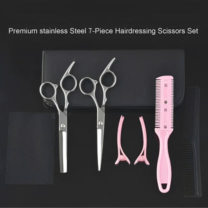 Kit de corte de cabello prémium con tijeras de entresacado y accesorios