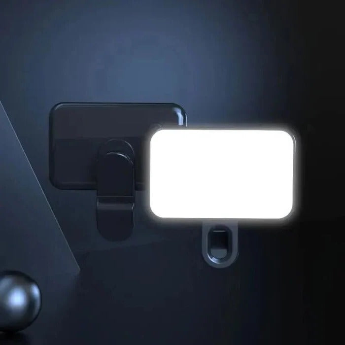 Linterna LED recargable con clip para teléfono
