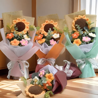 Hermoso arreglo de regalo de flores de ganchillo floral