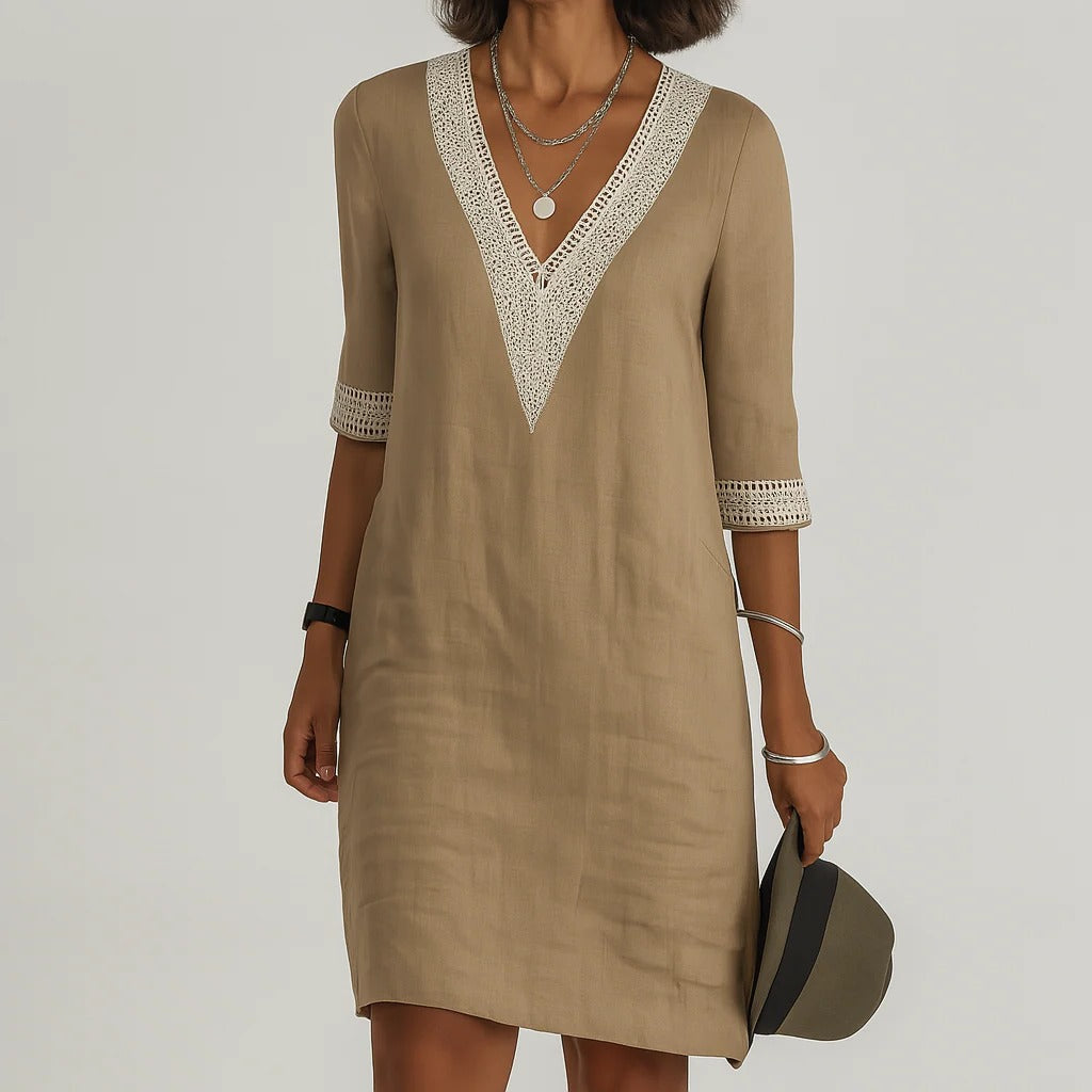 Vestido midi transpirable de verano con bolsillos para mujer