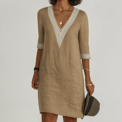 Vestido midi transpirable de verano con bolsillos para mujer