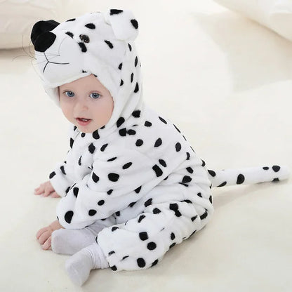 Mameluco con capucha y cierre para bebé con diseño de disfraz de animal para niños y niñas | Pijama tipo loungewear de suave mezcla de algodón y poliéster para bebés de 0-