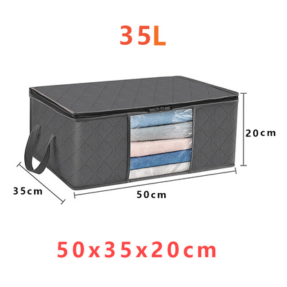 Fabric Closet Organizer Bin 24 Gallon Gray with Clear Window Collapsible Under Bed Storage Container for Comforters Seasonal Clothes Linens