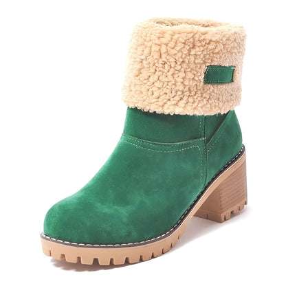 Botines cálidos de mujer con tacón grueso