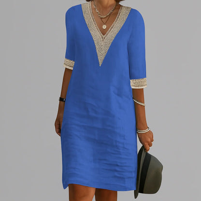 Vestido midi transpirable de verano con bolsillos para mujer