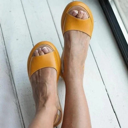 Cómodas sandalias planas de verano con punta abierta y tira elástica