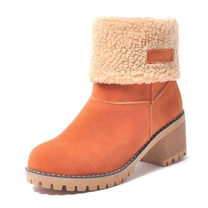 Botines cálidos de mujer con tacón grueso