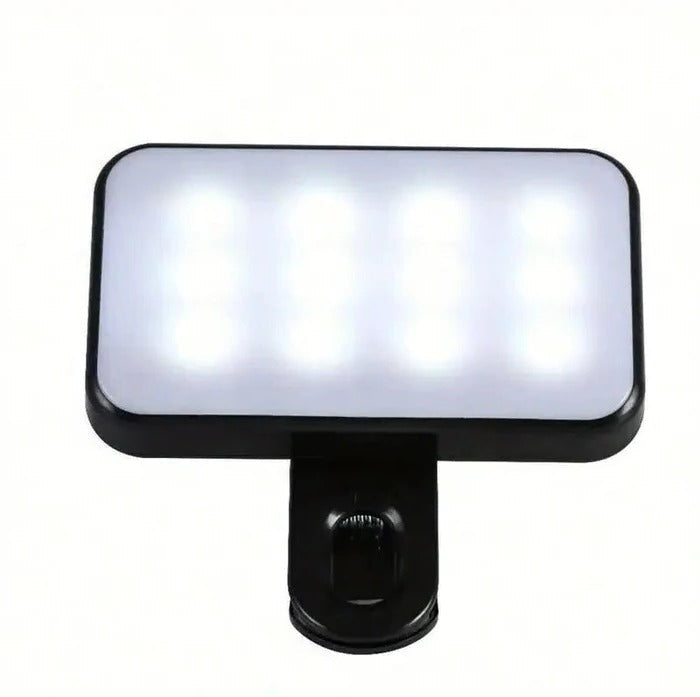 Linterna LED recargable con clip para teléfono