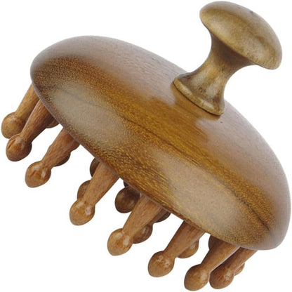 Peine de madera con función de masajeador y rascador