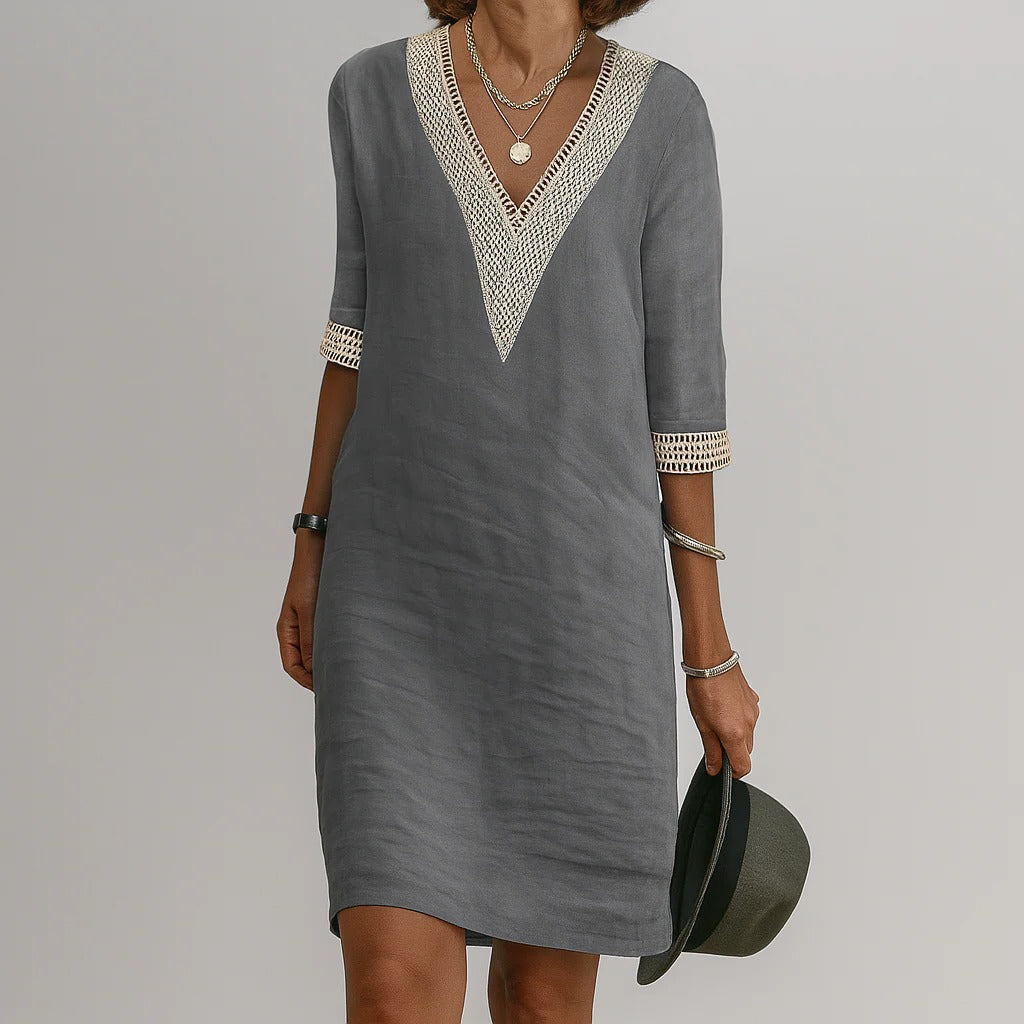 Vestido midi transpirable de verano con bolsillos para mujer