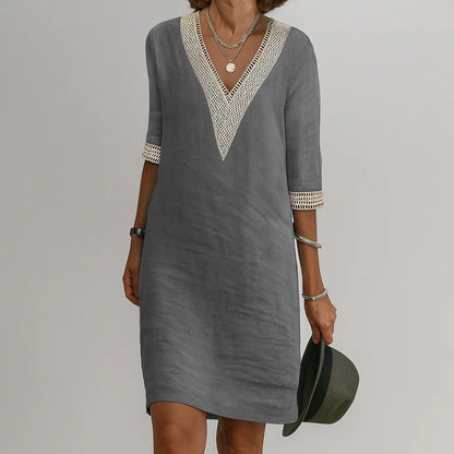 Vestido midi transpirable de verano con bolsillos para mujer