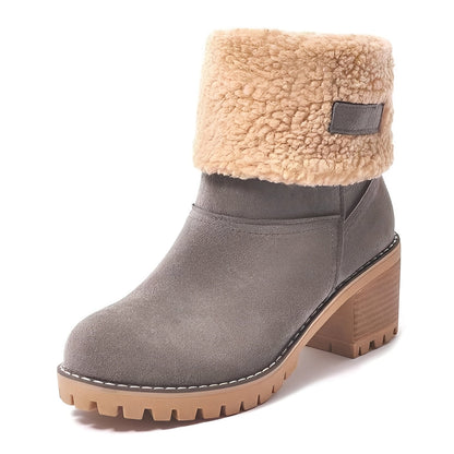 Botines cálidos de mujer con tacón grueso