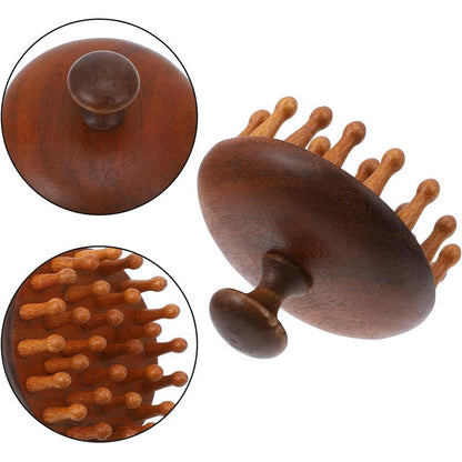 Peine de madera con función de masajeador y rascador