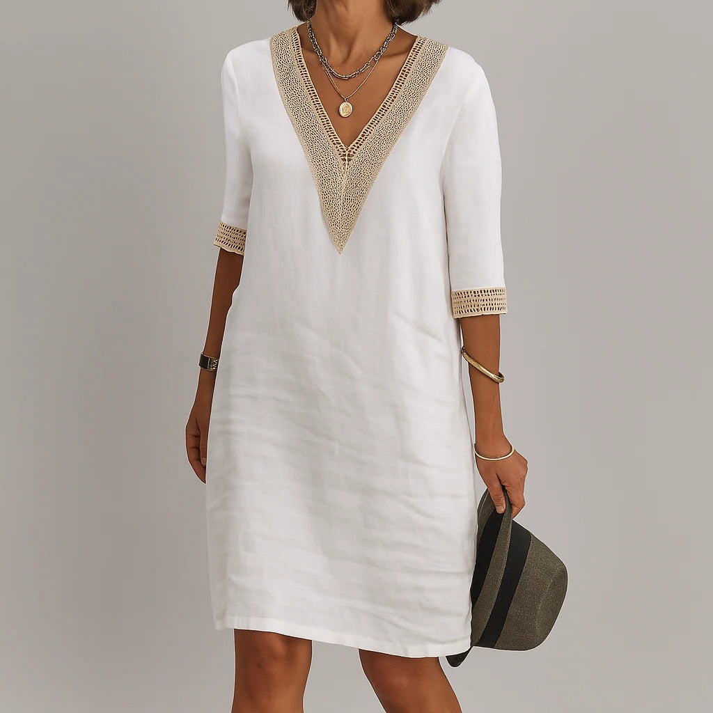 Women's Breathable Summer Midi Dress with Pockets - Ortekor