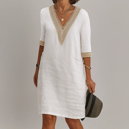 Women's Breathable Summer Midi Dress with Pockets - Ortekor