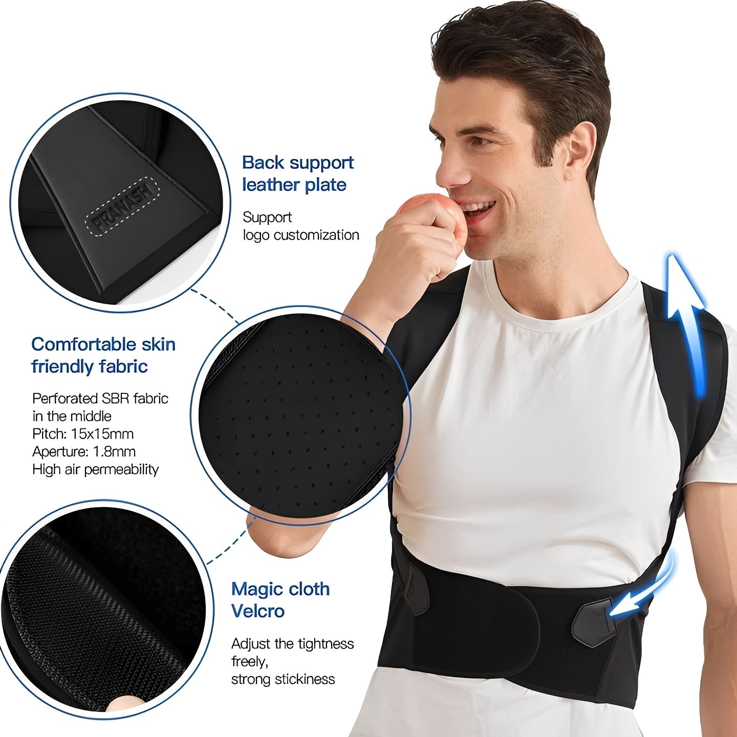 Soporte lumbar cómodo con correas de hombro flexibles